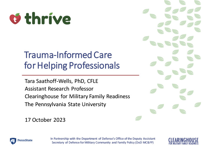 Image for Trauma-Informed Care for Helping Professionals Presentation